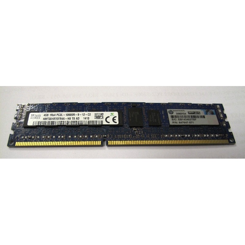 Mémoire 4Gb 1Rx4 PC3L-10600R ECC DDR3-1333MHz HP 647647-071 Hynix HMT351R7EFR4A-H9