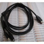 Powered USB Cable 10 ft 24V to Hosiden + USB B