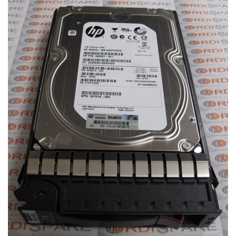 Disque HP 695507-001 1Tb SAS MDL 7.2k 3.5" With Tray