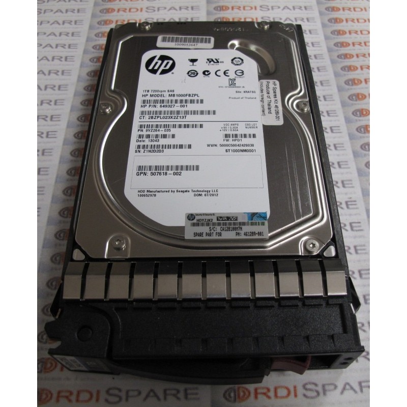 Disque HP 649327-001 1Tb SAS MDL 7.2k 3.5" With Caddy
