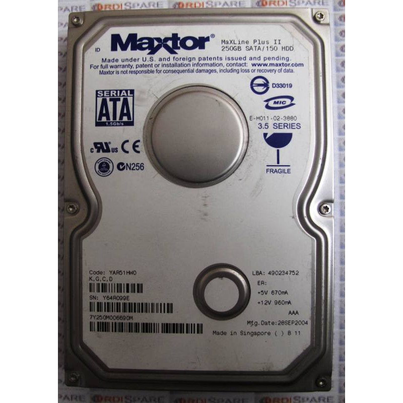 Disque Maxtor 7Y250M00669M 250Gb SATA