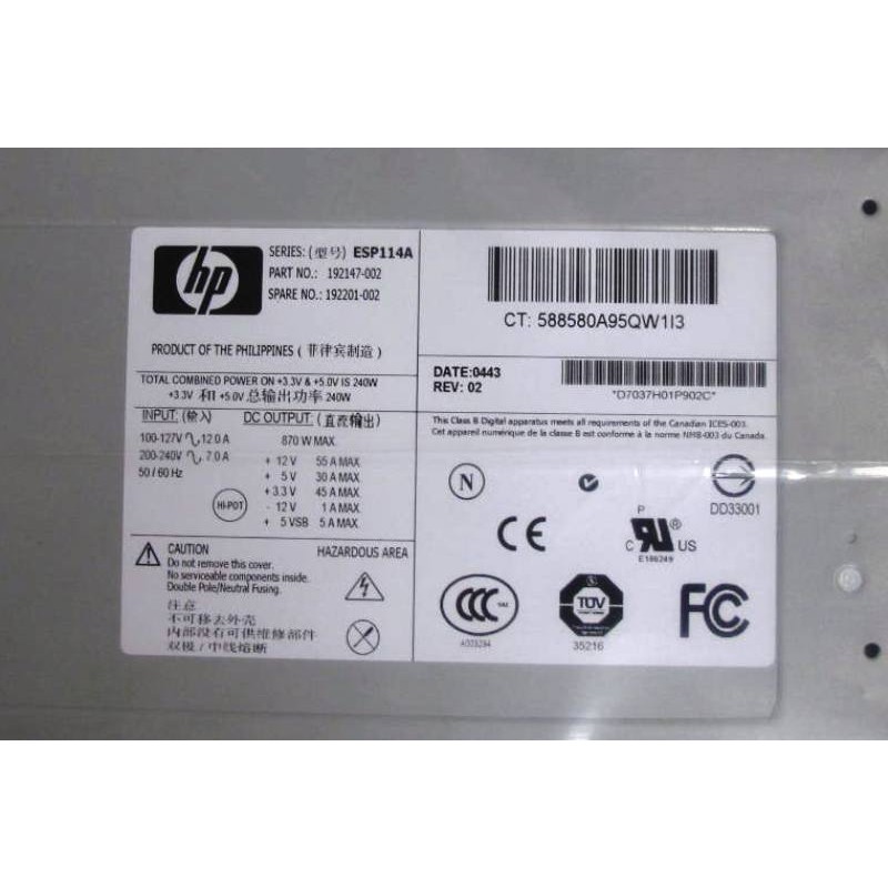 HP 192147-002 Power supply 870W ESP114A
