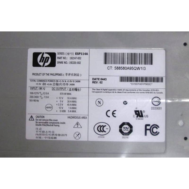 Power supply HP ESP114A p/n 192147-002 870W