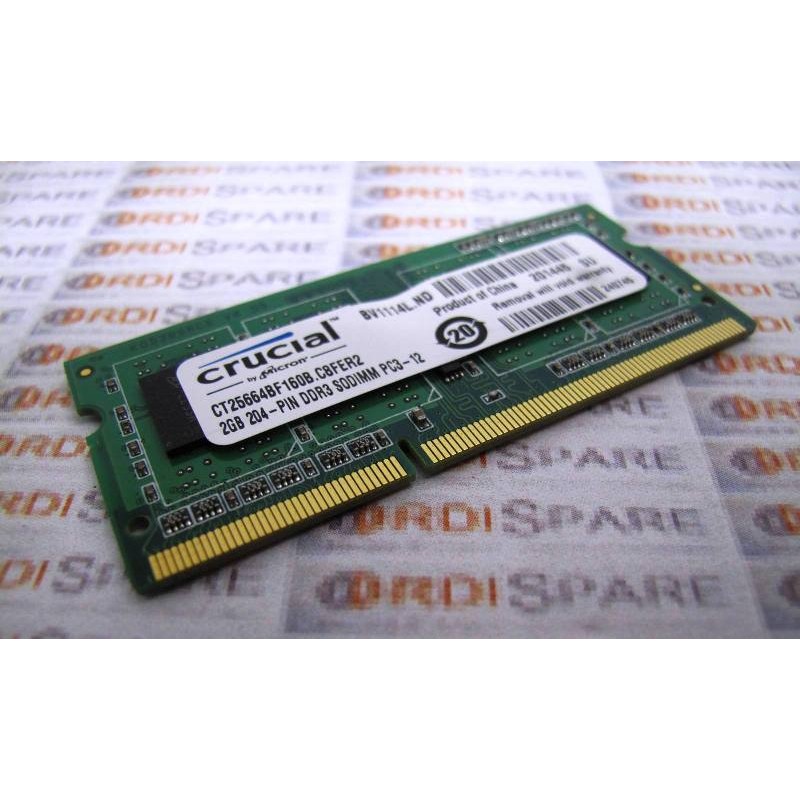 Mémoire SO-DIMM 2Gb PC3-12800 DDR3 NON ECC Crucial CT25664BF160B 
