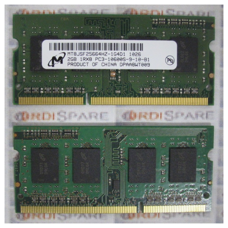 Mémoire 2Gb PC3-10600S SoDimm Micron MT8JSF25664HZ-1G4D1 