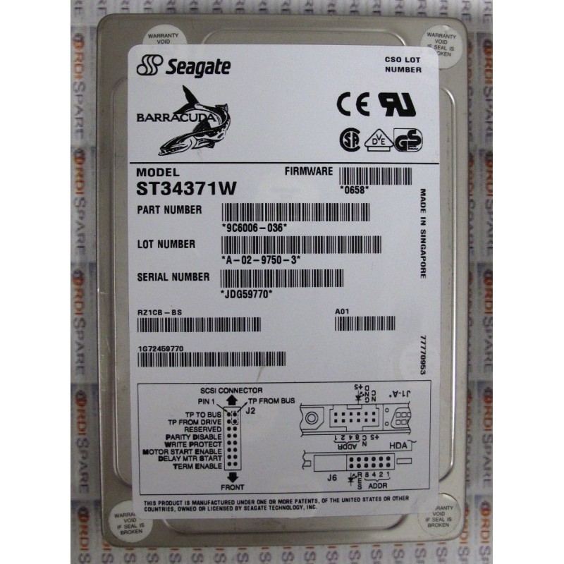Disque 4GB Seagate ST34371W Barracuda SCSI 3.5"