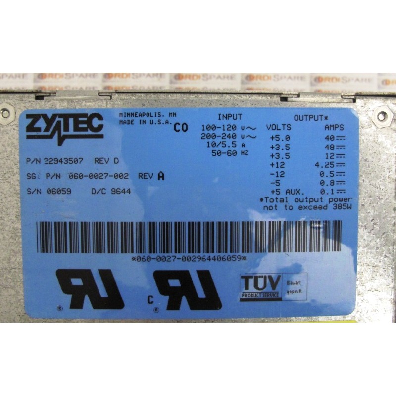 SGI 060-0027-002 ZYTEC 22943507 Power Supply 385W for Indigo2