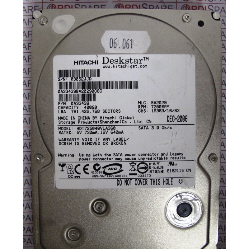 Hitachi Deskstar HDT725040VLA360 400Gb SATA 7200RPM 3.5'' Hard Disk Drive