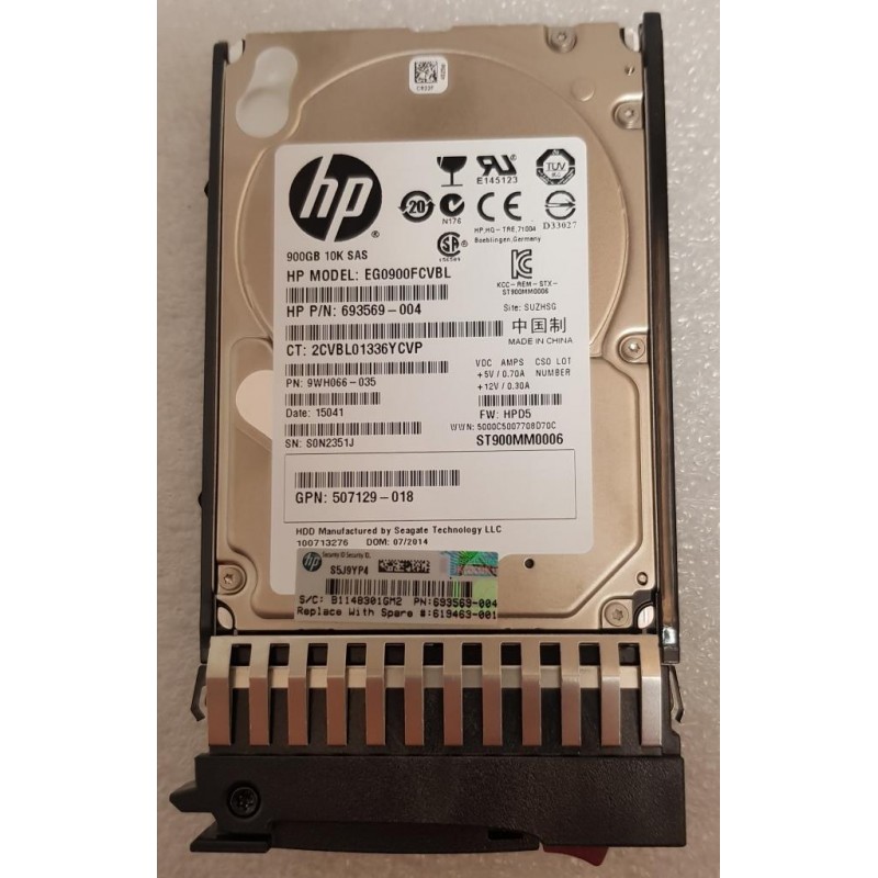 Disque 900go 10K SAS 2,5" HP 693569-004  SEAGATE ST900MM0006 ML360 G7 