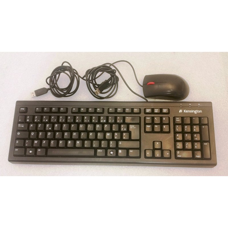 1 used wired USB AZERTY keyboard and Mouse kit non cleaned and different brands
