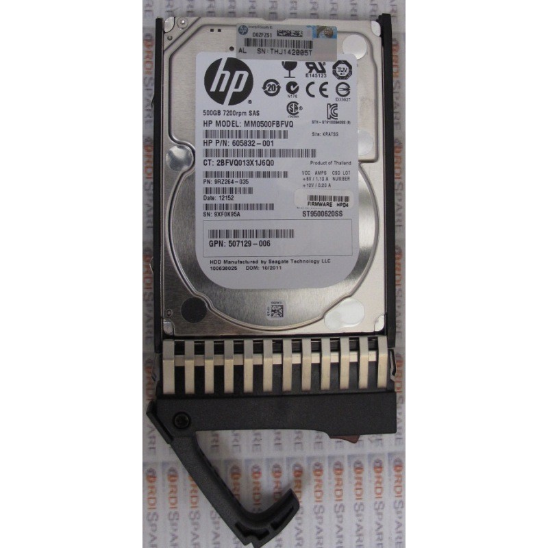 HP 605832-001 Disque 500GB 6Gb/s SAS 7.2K 2.5'' Seagate ST9500620SS 