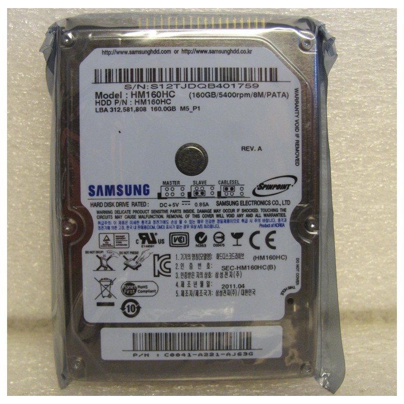 Disque Samsung HM160HC 160Gb IDE 5400t 2.5"