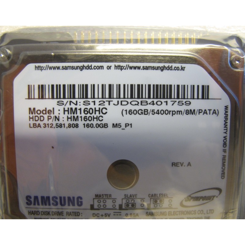 Samsung HM160HC Disque dur interne 2,5 PATA 160 Go