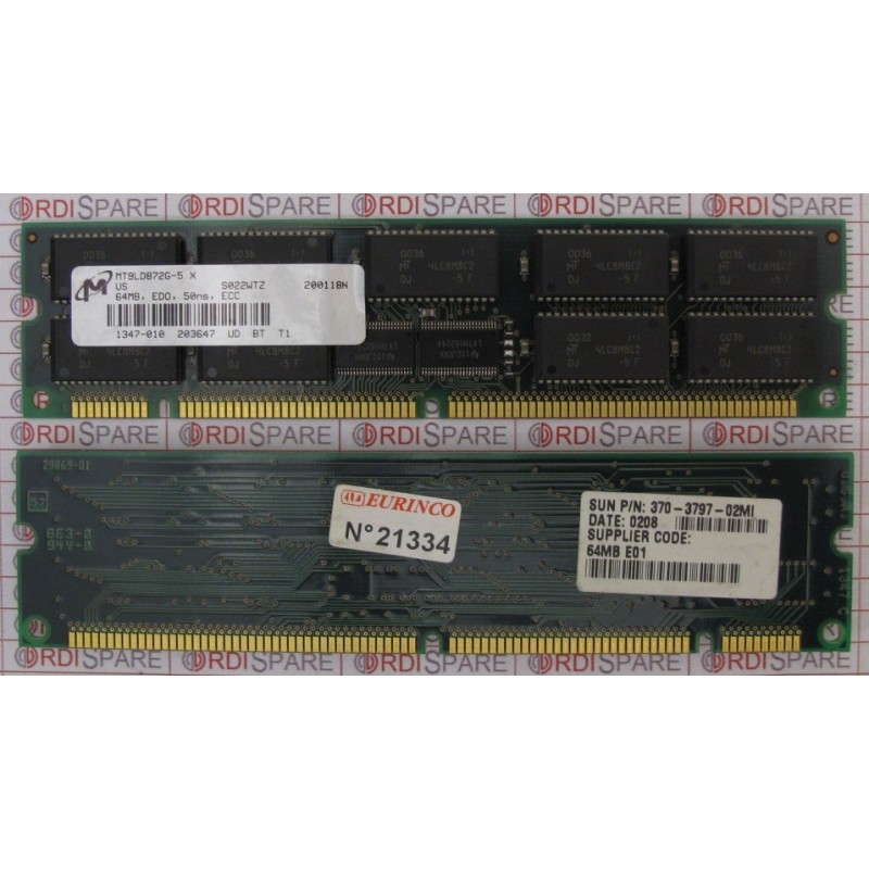 SUN 370-3797 64 MB RAM Memory module 4U DIMM 50ns 168 pin for Sun ultra 5 Ultra 10 