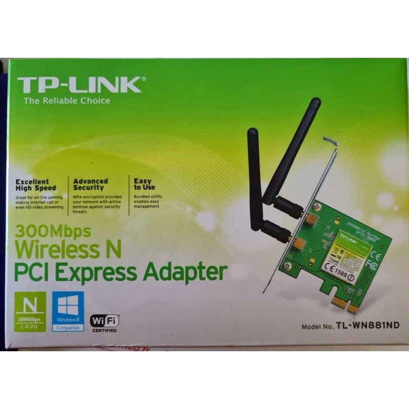 Carte WiFi PC Adaptateur PCI Express (PCIe) TP-Link – N 300 Mbps