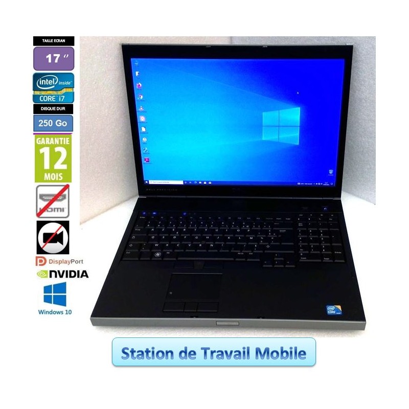 PC Portable 17'' DELL Precision M6500 Core I7-740QM 1.73 GHz 8GB RAM 250GB HDD FX2800M W10 NO Webcam NO HDMI