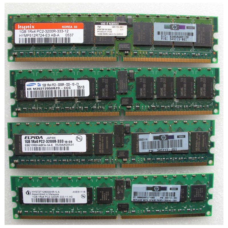 1Gb 1xR4 PC2-3200R DDR 333 ECC Memory module different brand available