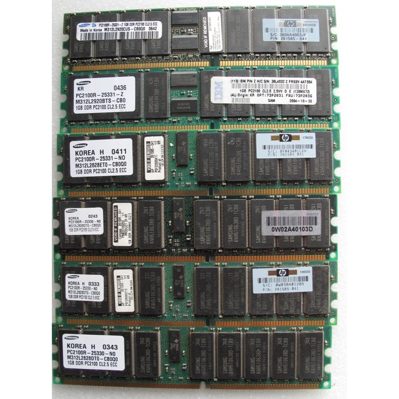 1Gb DDR PC2100R ECC CL2.5 memory module different brand available