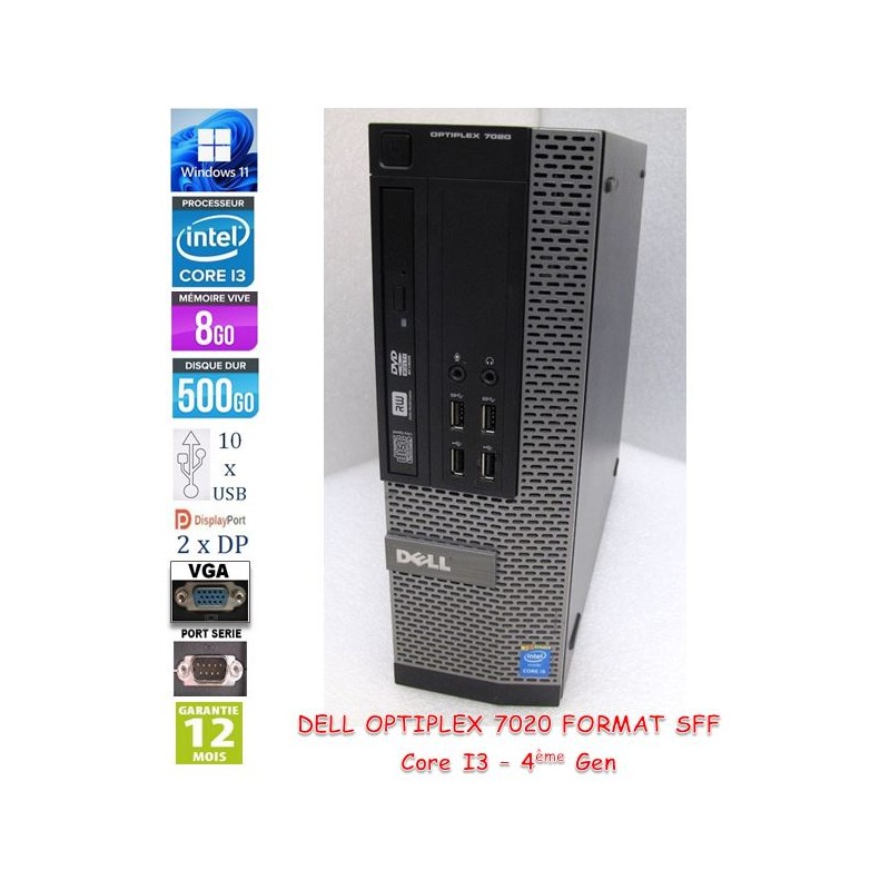 PC DELL Optiplex 7020 SFF Intel core i3-4150 3,50GHz 2C 8Go RAM HDD 500Go Win11 pro 64bits_10xUSB, 2xDP,VGA, RS232