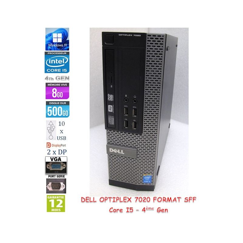 PC DELL Optiplex 7020 SFF Intel core i5-4590 3,30GHz QC 8Go RAM HDD 500Go Win11 pro 64bits_10xUSB, 2xDP,VGA, RS232