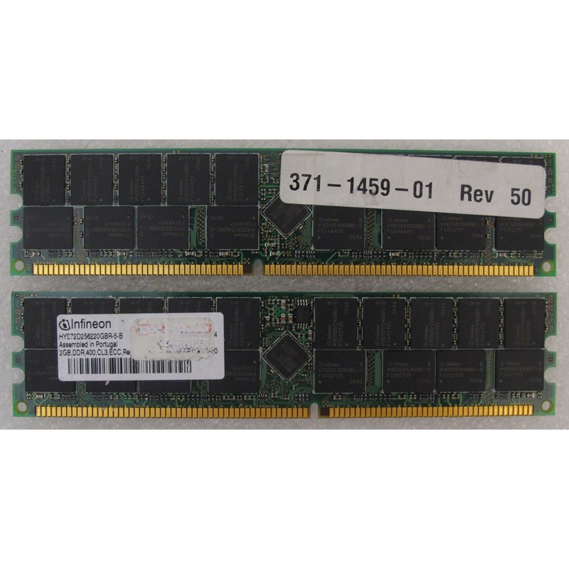Mémoire 2GB DDR400 CL3 Reg SUN 371-1459 Infineon HYS72D25620GBR-5-B pour Sun Fire V20z V40z