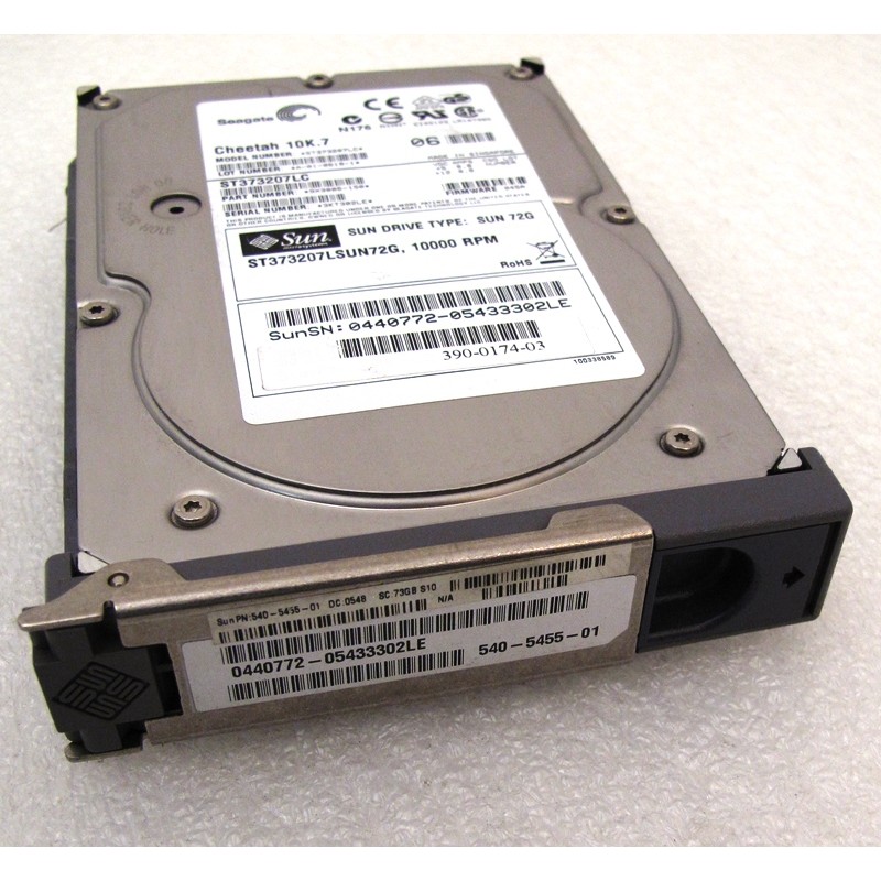 SUN 390-0174 72Gb 10K SCSI SCA 80pin 3.5 HDD  SEAGATE ST373207LC 9X3006-150 caddy sun540-5455