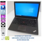 12.5" Laptop Lenovo X260 Core i5-6300U 2.4GHz, 8Go RAM, SSD128, W11, Webcam, no DVD, HDMI, mDP,3xUSB
