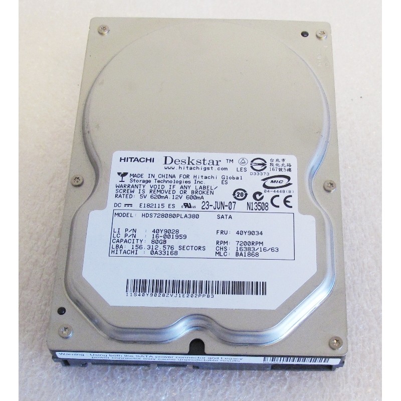 Disque dur 3"5 de 80Go SATA