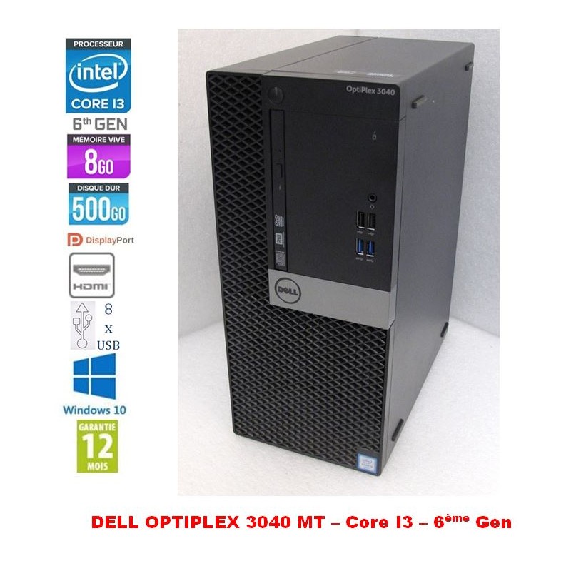 Dell Optiplex 3040 MT i3-6100 3.70GHz Ram 8Gb HDD 500Gb 3.5 Win10 Pro64 _8xUSB, HDMI, DP, VGA