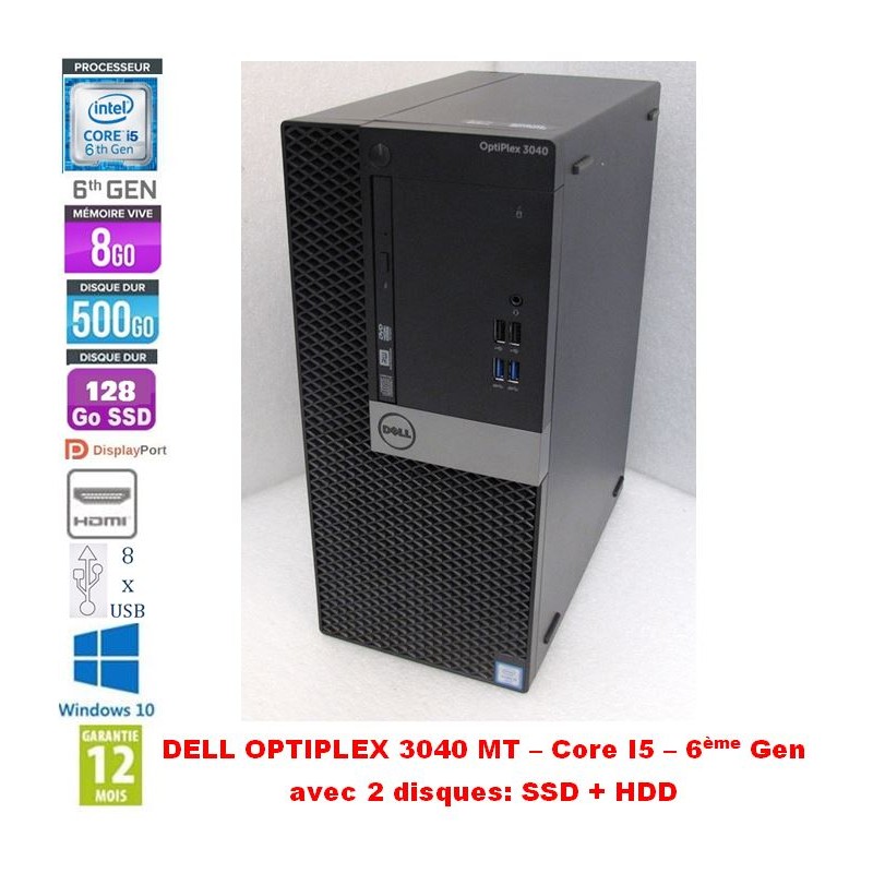 Dell Optiplex 3040 MT i5-6500 3.20GHz Ram 8Gb SSD 128Gb HDD 500Gb 3.5 Win10 Pro64