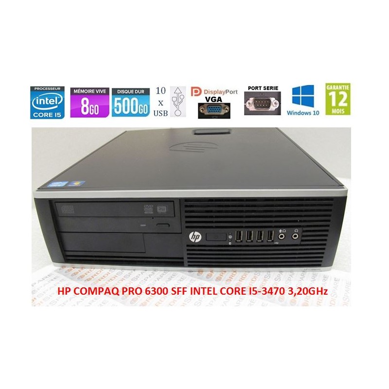 PC HP Compaq Pro 6300 SFF i5-3470 3.20GHz  8Gb Ram  500Gb SATA  W10pro 10xUSB 1xVGA 1xDP RS232