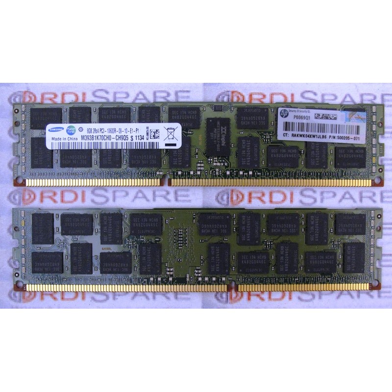 Mémoire 8Gb 2Rx4 PC3-10600R DDR3-1333MHz HP 500205-071 - Samsung M393B1K70CH0-CH9Q5