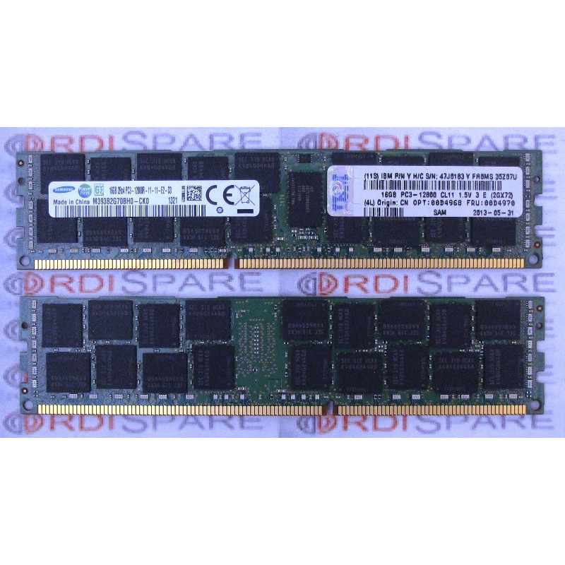 16Gb 2Rx4 PC3-12800R Memory Module  IBM 47J0183 FRU 00D4970 IBM 00D4968 - Samsung M393B2G70BH0-CK0