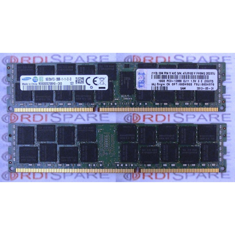 Mémoire 16Gb 2Rx4 PC3-12800R DDR3-1600MHz IBM 47J0183 FRU 00D4970 IBM 00D4968 - Samsung M393B2G70BH0-CK0