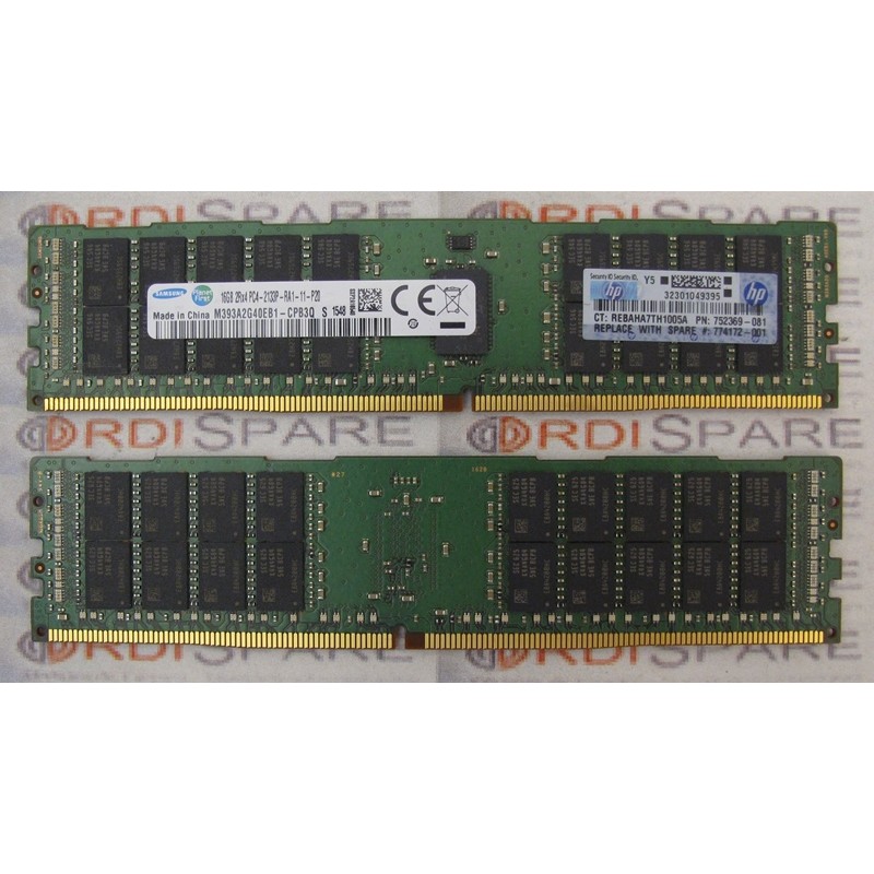 Mémoire 16Gb 2Rx4 PC4-2133P PC4-17000 DDR4-2133MHz HP 752369-081 SP 774172-001 Samsung M393A2G40EB1-CPB3Q