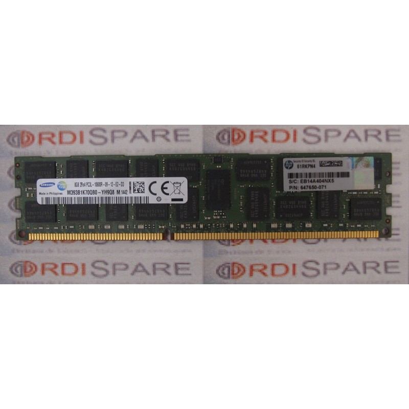 Mémoire 8Gb 2Rx4 PC3L-10600R DDR3-1333MHz HP 647650-071 