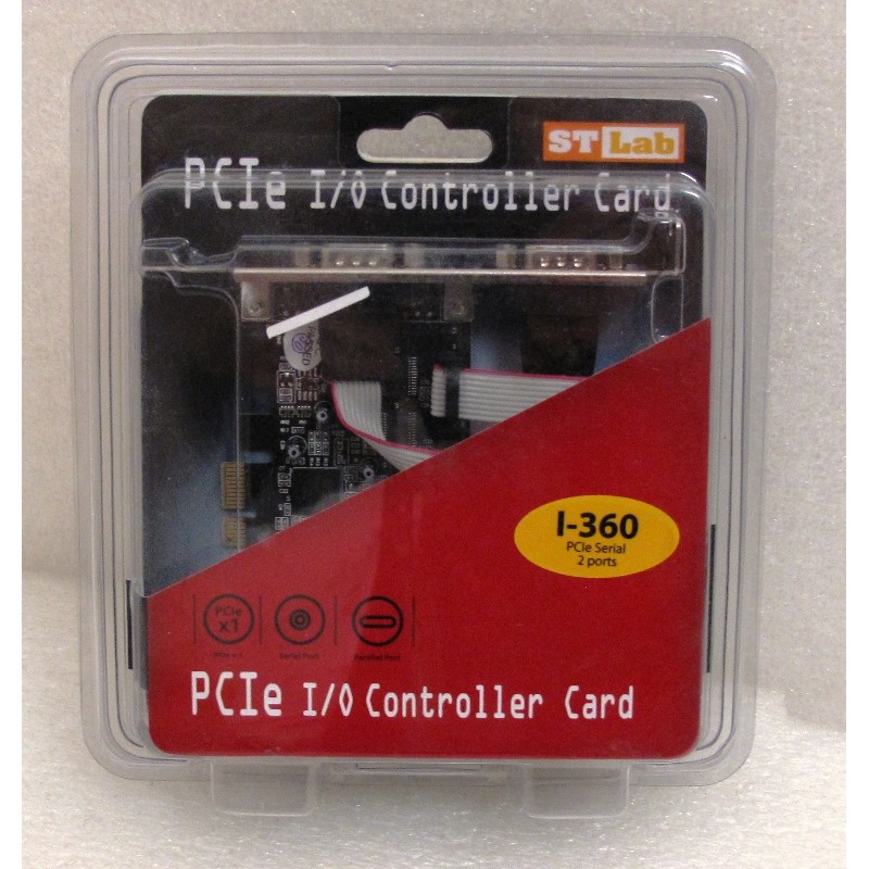 Carte controller PCIe 2 Port Serie RS232 DB9 STLab Modele I-360 P/N 306576