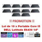 Lot de 10 x PC Portable DELL Latitude E6430 Core I5 3ème Gen, 4Go RAM, SANS DISQUE DUR, Ni DVD, ni WEBCAM 