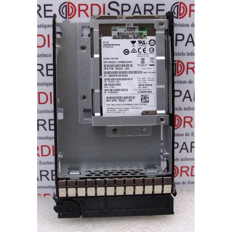 Disque 600Gb 15K SAS 2.5 HP 759202-003 HP 759221-006 EH0600JEDHE Seagate ST600MP0005 1MJ200-035 Caddy Assy 3.5 HP 737574-001 Disque 600Gb 15K SAS 2.5 HP 759202-003 HP 759221-006 EH0600JEDHE Seagate ST600MP0005 1MJ200-035 Caddy Assy 3.5 HP 737574-001