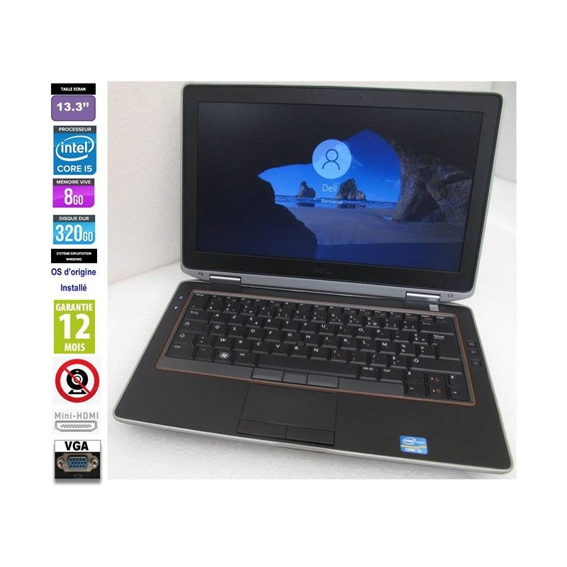 DELL 13.3''  Laptop Latitude E6320 Core I5-2520M 2.5GHz - 4Gb RAM - HDD 320Gb - NO webcam- Mini HDMI