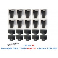 EB - LOT 10 x Ensemble DELL T3610 Intel Xeon E5-1607V2 3GHz 8Gb RAM 500Gb HDD Nvidia Quadro graphic_NO OS_Ecran Plat 22P Dell