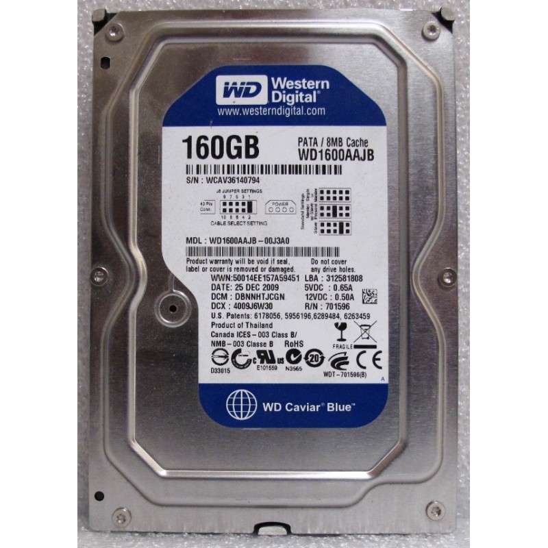 HDD 160GB 7.2K IDE Ultra ATA100 3.5" Western Digital WD1600AAJB