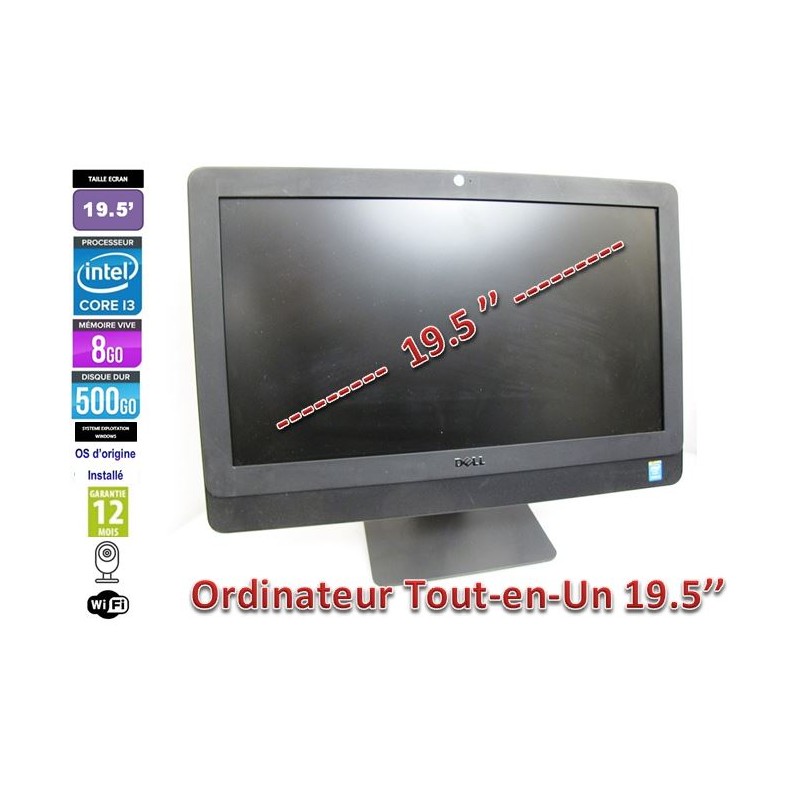 PC AIO 19,5'' All-In-One Dell Optiplex 3030 AIO Core I3-4170 3,70GHz 8Go RAM DDR3 500Go HDD Windows Wifi Webcam DVD