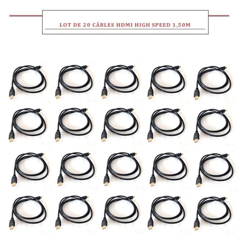 Bundle of 20 x HDMI cable 1,50m minimum length Male Male 