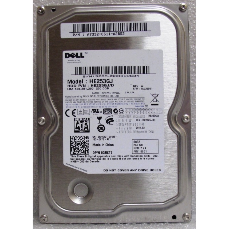 Disque Dell 0GRCT2 250Gb SATA 7200t 3.5"