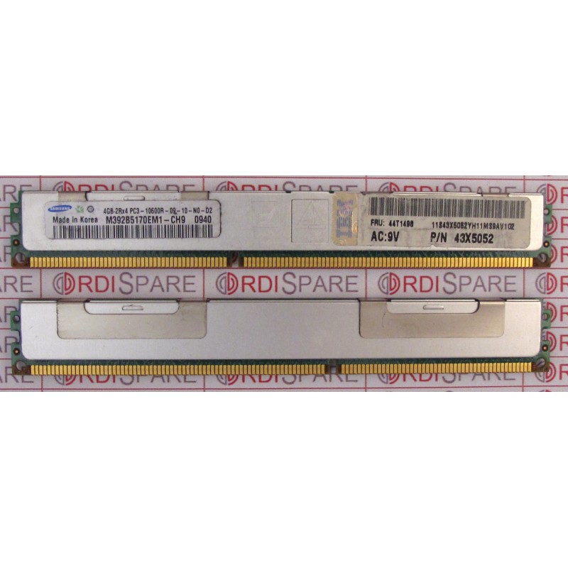 Mémoire 4Gb 2Rx4 PC3-10600R DDR3-1333MHz IBM 43X5052 FRU 44T1498 Samsung M392B5170EM1-CH9