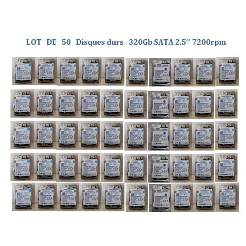 Bundle of 50 x 320GB 7.2K SATA 2.5'' HDD WESTERN DIGITAL and or DELL