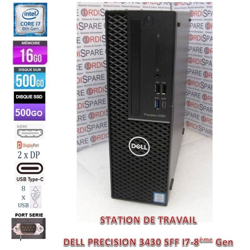 Dell Precision 3430 SFF i7-8700 3.20GHz 6-C 12T 12Mb c,16GB RAM, 500Gb SATA, SSD500GB, W10pro_2xDP, HDMI, USB-C, 8xUSB, RS-232