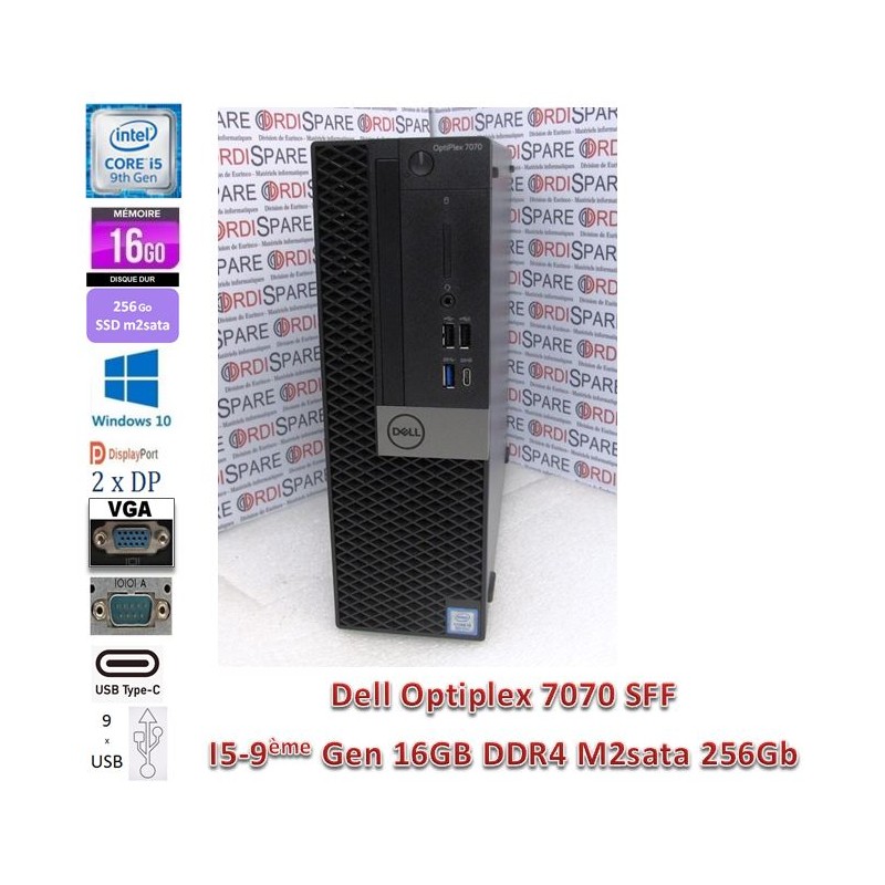 Dell Optiplex 7070 SFF Core i5-9500 3,00GHz 6-C 6-T 9MB cache 16Gb RAM SSD M2.256GB Win10 Pro64_2xDP, VGA, RS-232, USB-C,9xUSB