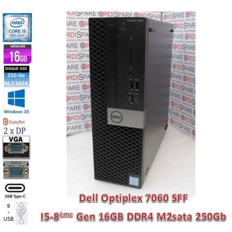 Dell Optiplex 7060 SFF Core i5-8500 3GHz 6-C 9MB C 16Gb RAM SSD M2.250GB Win10 Pro64_2xDP, VGA, RS-232, USB-C,9xUSB